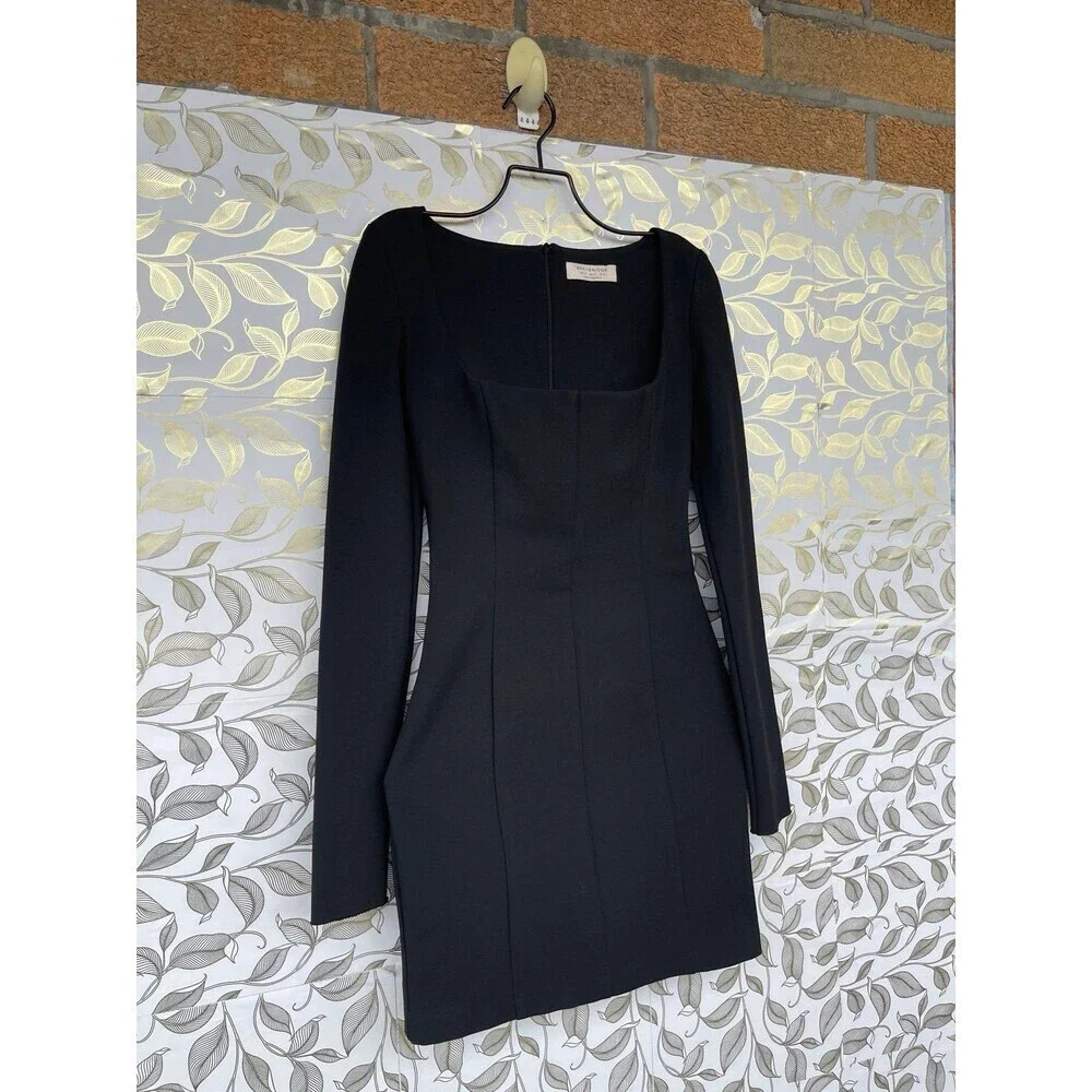 Bec + Bridge Black Square Neck Mini Dress - Mod Chic Minimalist Core Size 2